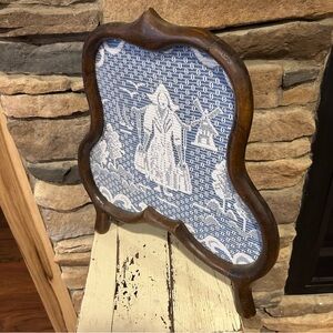 Vintage Blue and‎ White Framed lace window screen
